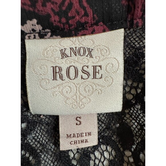 Knox Rose Women Blouse Black Peasant Velvet Trim Floral Goth Whimsygoth Small - Picture 4 of 6